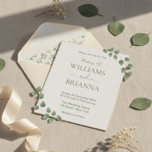 Modern Minimalist Geometric Gold Frame Wedding 招待状