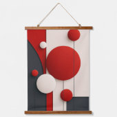 Modern Minimalist Geometric Red Black White Circle 吊り下げ型タペストリー (正面)