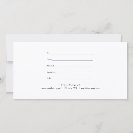 Modern Minimalist Gift Certificate (裏面)