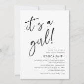 Modern Minimalist Girl Baby Shower 招待状 (正面)