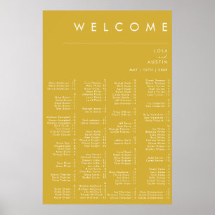 Modern Minimalist Gold Alphabetical Seating Chart ポスター