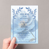 Modern Minimalist Gold and Blue Poppy アクリル招待状 (インサイチュ (ポータブル))