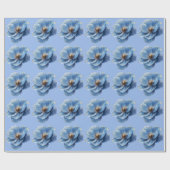 Modern Minimalist Gold and Blue Poppy ラッピングペーパー (フラット)