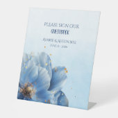 Modern Minimalist Gold and Blue Poppy  台座サイン (正面)