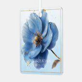 Modern Minimalist Gold and Blue Poppy Ornament メタルオーナメント (正面左)