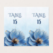 Modern Minimalist Gold and Blue Poppy Table Number (外部フラット)