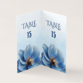 Modern Minimalist Gold and Blue Poppy Table Number (内部)
