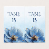 Modern Minimalist Gold and Blue Poppy Table Number (内部フラット)