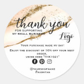 Modern minimalist Gold and peach order thank you ラウンドシール (正面)