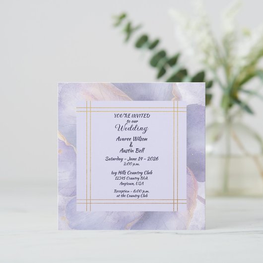 Modern Minimalist Gold and Purple Wedding  ゲストブック