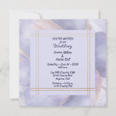 Modern Minimalist Gold and Purple Wedding  招待状 (正面)