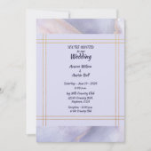 Modern Minimalist Gold and Purple Wedding  招待状 (正面)