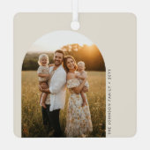 Modern Minimalist Gold and Red Script Christmas メタルオーナメント (裏面)