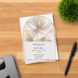 Modern Minimalist Gold and White Wedding アクリル招待状