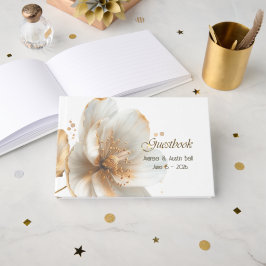 Modern Minimalist Gold and White Wedding ゲストブック