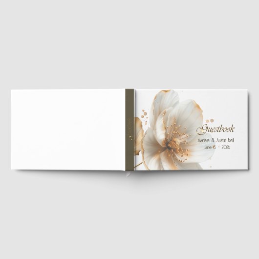 Modern Minimalist Gold and White Wedding ゲストブック (全面)