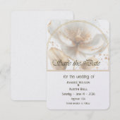 Modern Minimalist Gold and White Wedding セーブザデート (正面/裏面)