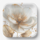 Modern Minimalist Gold and White Wedding ペーパープレート (正面)