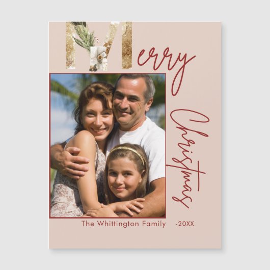 Modern Minimalist Gold Photo Christmas Card (正面)