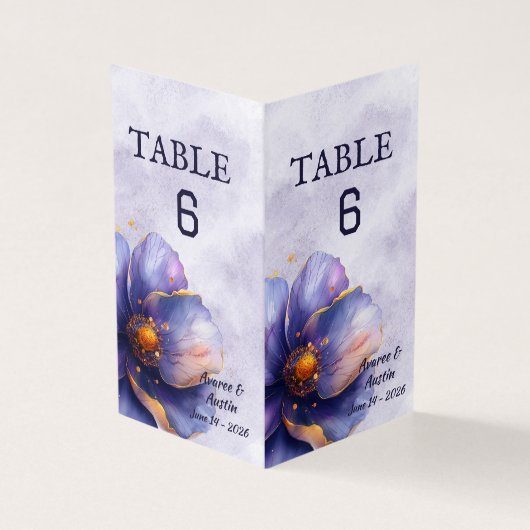 Modern Minimalist Gold Purple Wedding Table Number (外部)