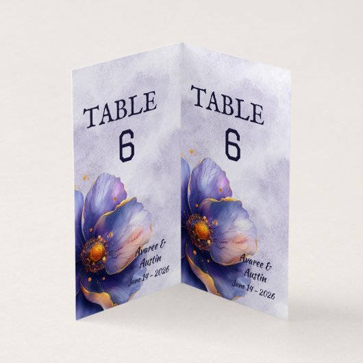 Modern Minimalist Gold Purple Wedding Table Number (内部)