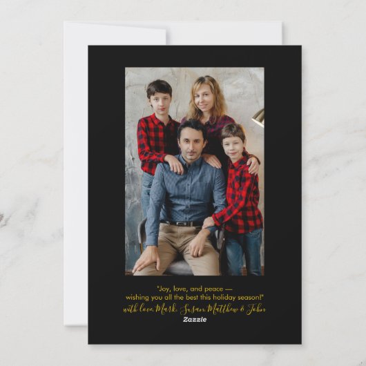 Modern Minimalist Gold Script Happy Holidays Photo シーズンカード (裏面)