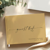 Modern Minimalist Gold Script Wedding ゲストブック