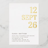 Modern Minimalist Gold Wedding | Clean Photo 箔招待状 (正面)