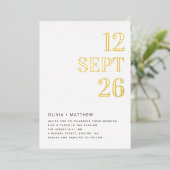 Modern Minimalist Gold Wedding | Clean Photo 箔招待状 (立ち正面)