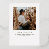 Modern Minimalist Gold Wedding | Clean Photo 箔招待状 (裏面)