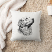Modern Minimalist Golden Retriever Line Art Pillow クッション (ブランケット)
