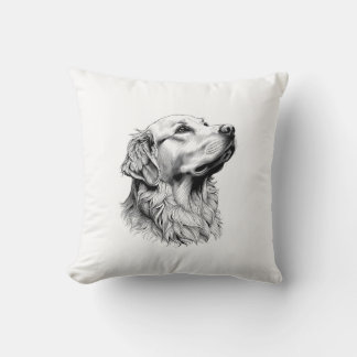 Modern Minimalist Golden Retriever Line Art Pillow クッション