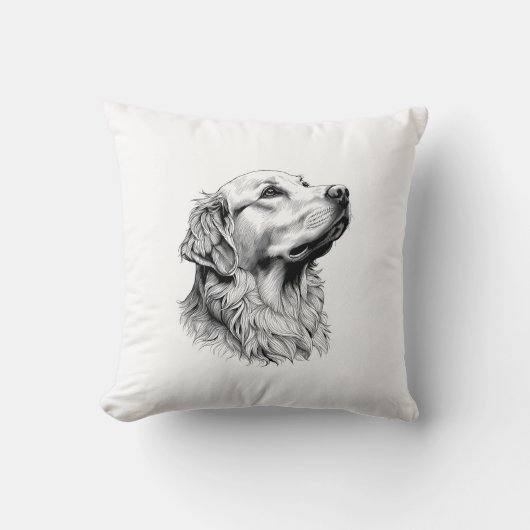 Modern Minimalist Golden Retriever Line Art Pillow クッション (正面)