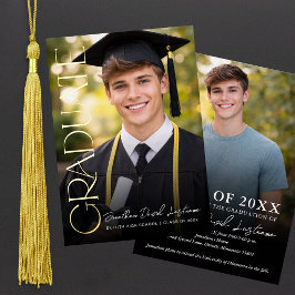 Modern Minimalist Graduation Photo Foil Invitation 箔招待状