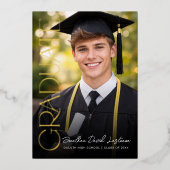 Modern Minimalist Graduation Photo Foil Invitation 箔招待状 (正面)