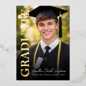 Modern Minimalist Graduation Photo Foil Invitation 箔招待状 (正面)