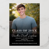 Modern Minimalist Graduation Photo Foil Invitation 箔招待状 (裏面)