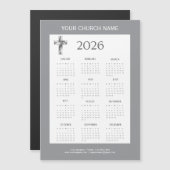 Modern Minimalist Gray 2026 Calendar Magnet (正面/裏面)