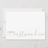 Modern Minimalist Gray Monogram Wedding サンキューカード (正面)