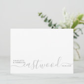 Modern Minimalist Gray Monogram Wedding サンキューカード (スタンド正面)