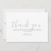 Modern Minimalist Gray Monogram Wedding サンキューカード (裏面)