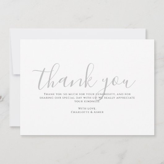 Modern Minimalist Gray Monogram Wedding サンキューカード (裏面)
