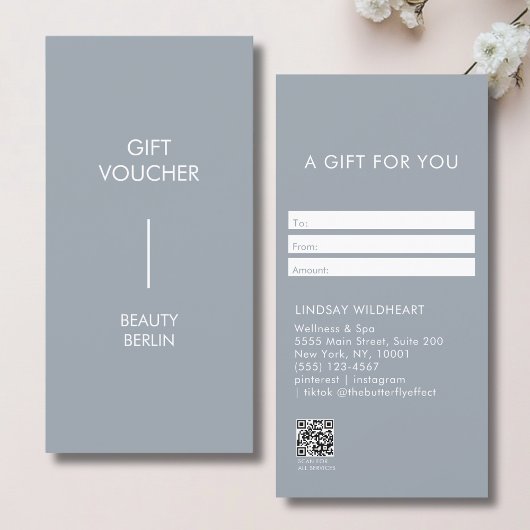 Modern Minimalist Gray QR Code Gift Certificate