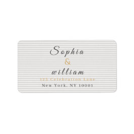 Modern Minimalist Gray Striped Wedding ラベル