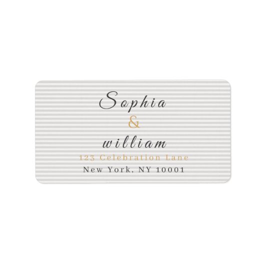 Modern Minimalist Gray Striped Wedding ラベル (正面)