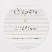 Modern Minimalist Gray Striped Wedding ラベル (デザイン1)