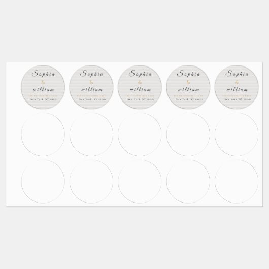 Modern Minimalist Gray Striped Wedding ラベル (シート)