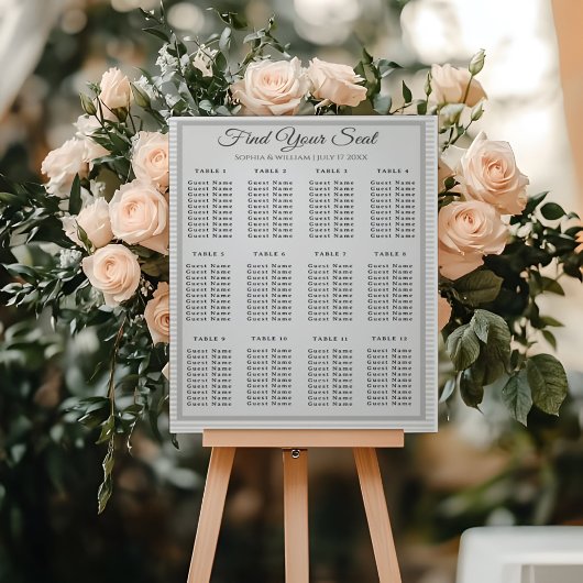 Modern Minimalist Gray Striped Wedding Seating Cha アクリルサイン