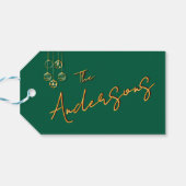 Modern Minimalist Green and Gold Christmas  ギフトタグ (裏面横)