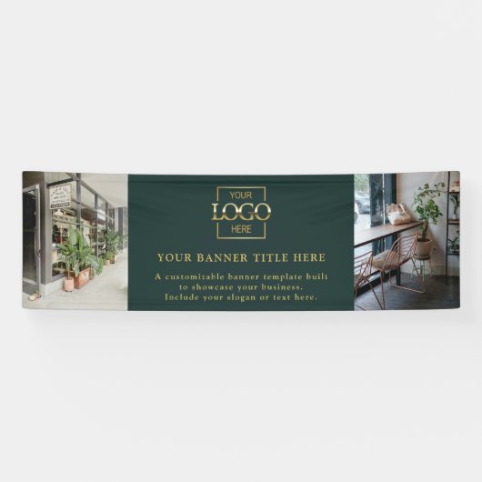 Modern Minimalist Green Custom Business Logo  横断幕 (横)